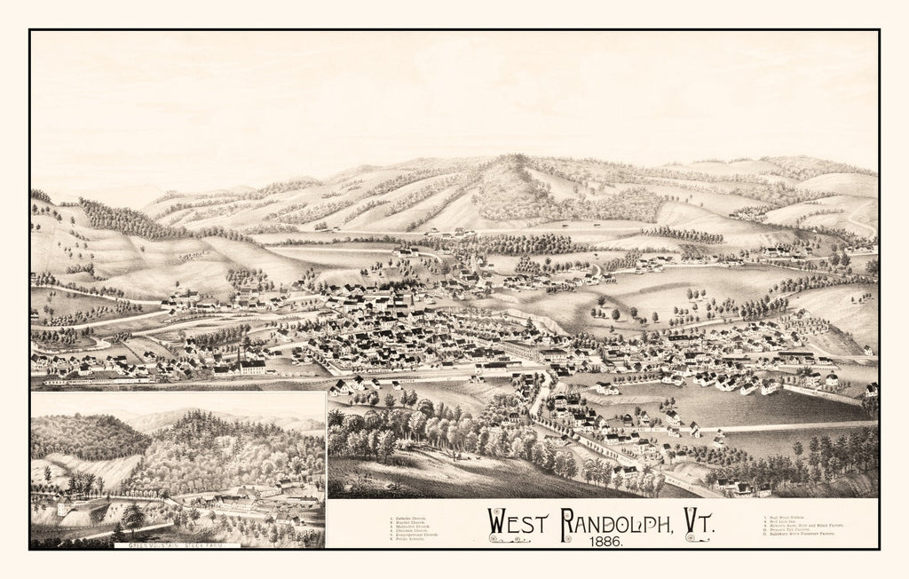 Vintage Map of West Randolph, Vermont 1886