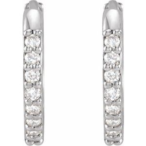 14K White Gold 1/8 CTW Natural Diamond Hinged 12.5 mm Hoop Earrings – image 2