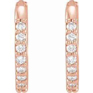 14K Rose Gold 1/8 CTW Natural Diamond Hinged 12.5 mm Hoop Earrings