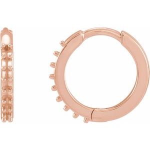 14K Rose Gold 1.3 mm Round Accented 12.5 mm Hoop Earring Mounting