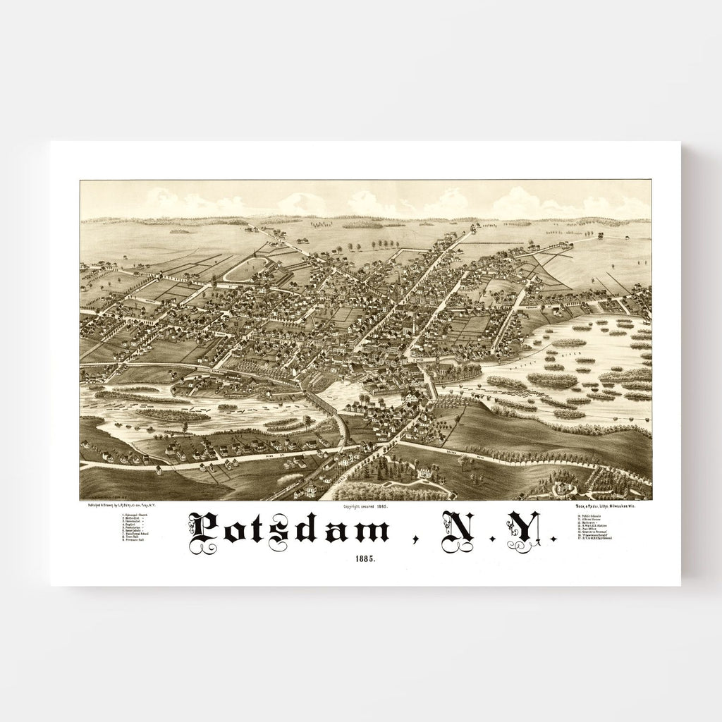 Vintage Map of Potsdam, New York 1885