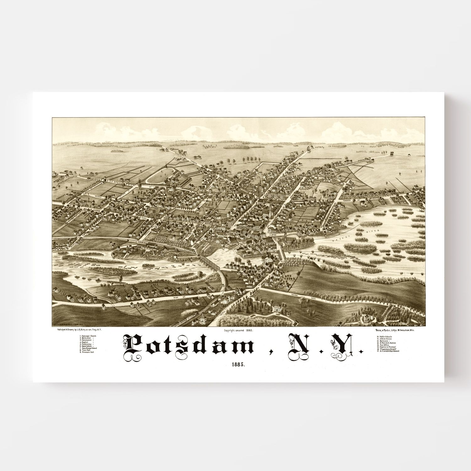 Vintage Map of Potsdam, New York 1885