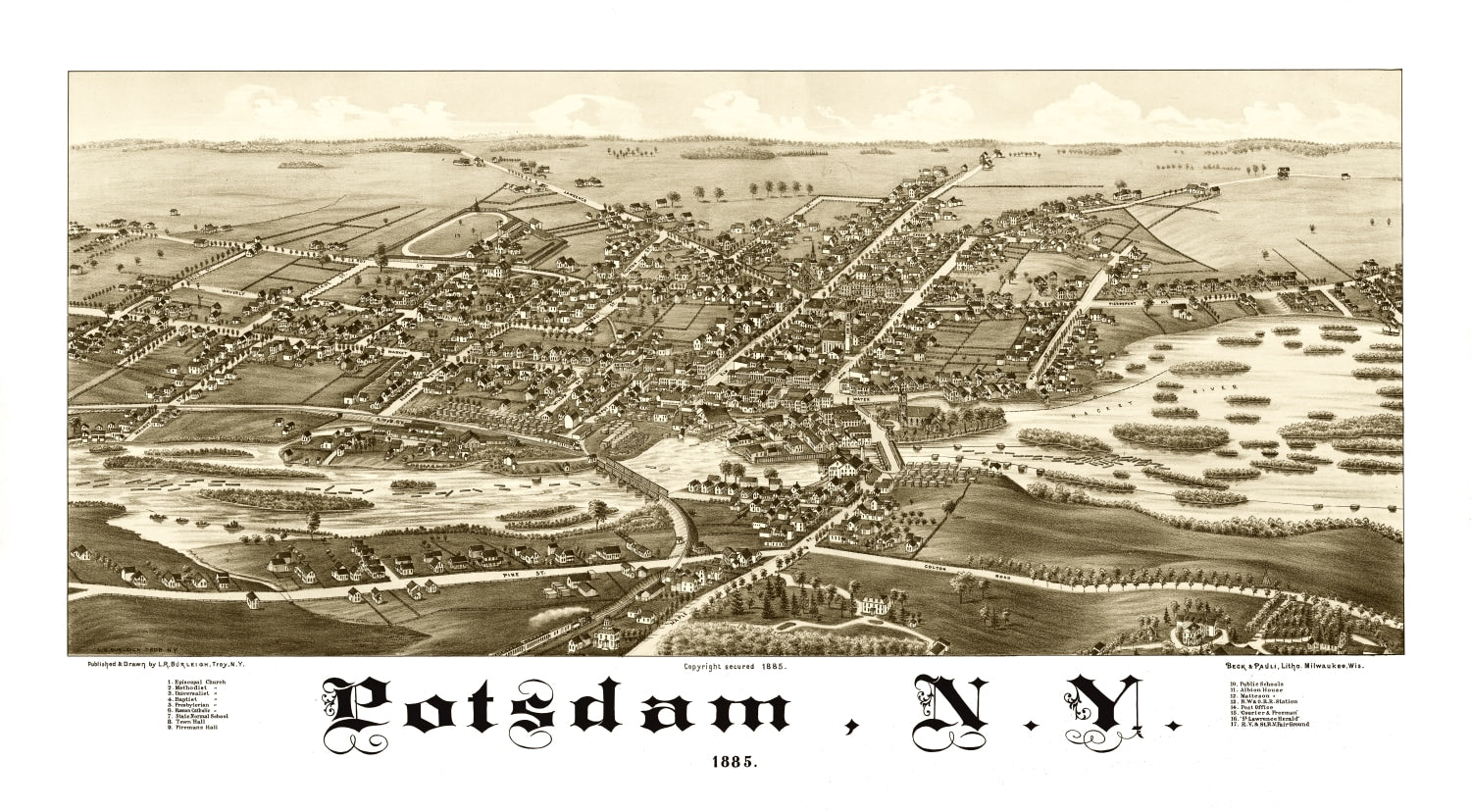 Vintage Map of Potsdam, New York 1885