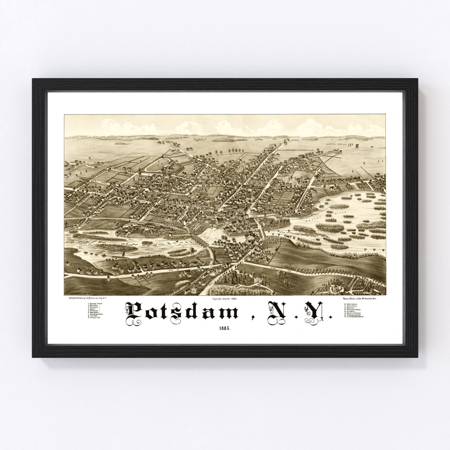 Vintage Map of Potsdam, New York 1885