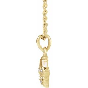 14K Yellow Gold .03 CTW Natural Diamond Seashell 16-18" Necklace