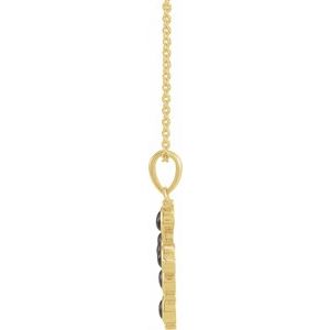 14K Yellow Gold Natural Black Onyx Cross 16-18" Necklace