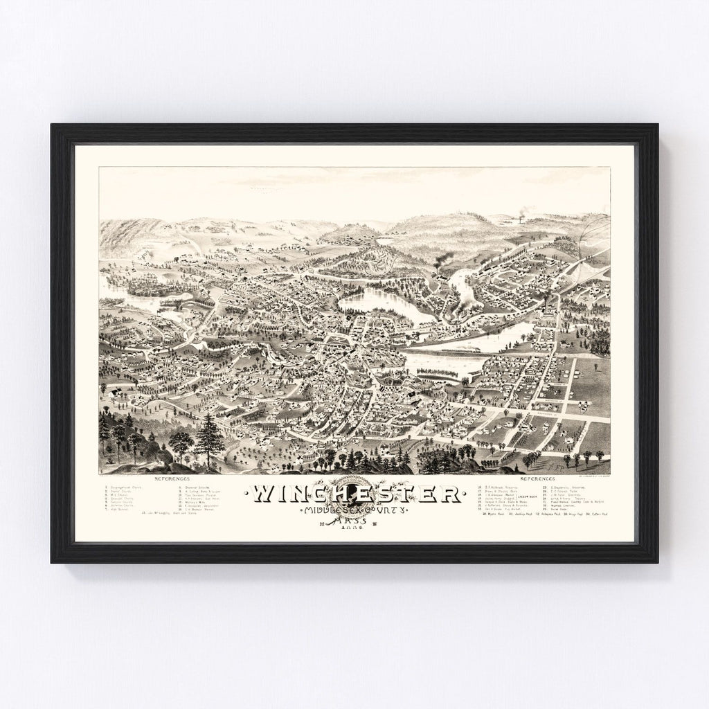 Vintage Map of Winchester, Massachusetts 1886