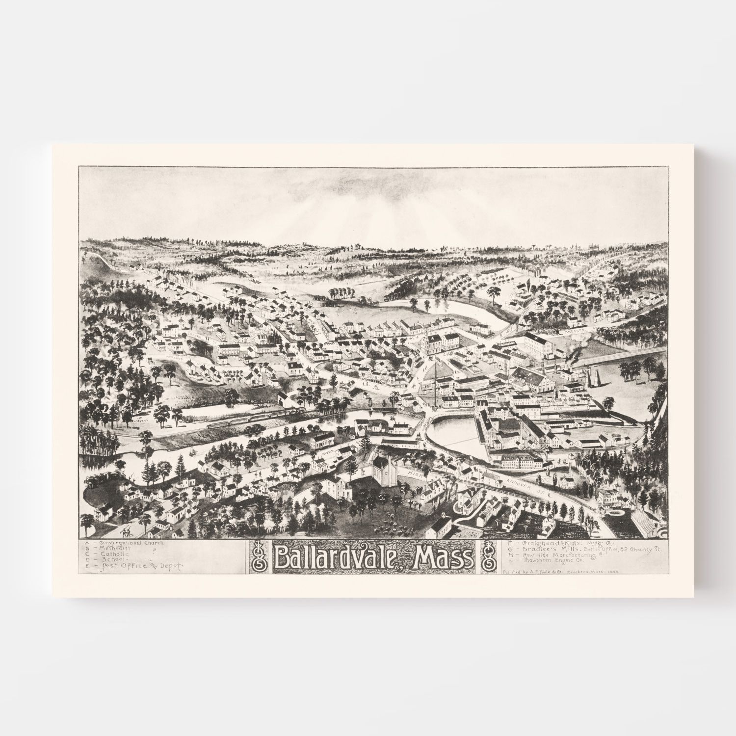 Vintage Map of Ballardvale, Massachusetts 1885