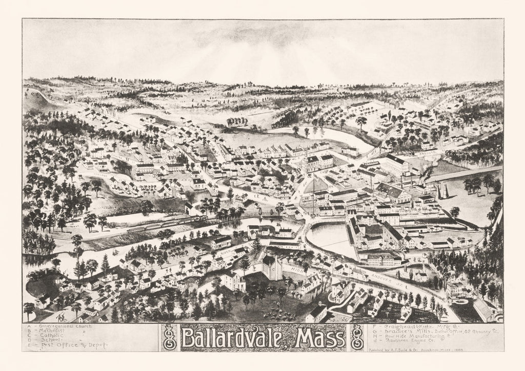 Vintage Map of Ballardvale, Massachusetts 1885