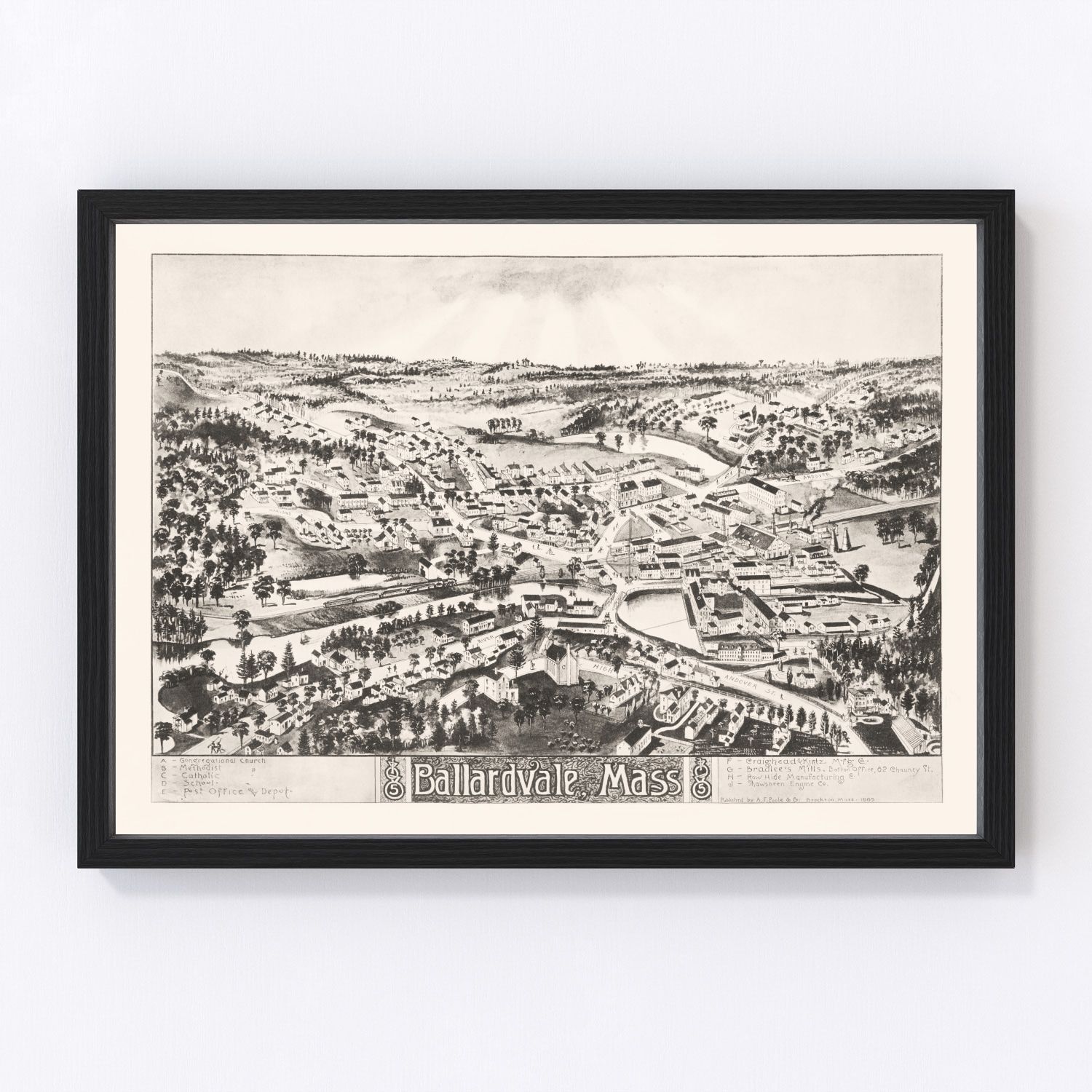 Vintage Map of Ballardvale, Massachusetts 1885