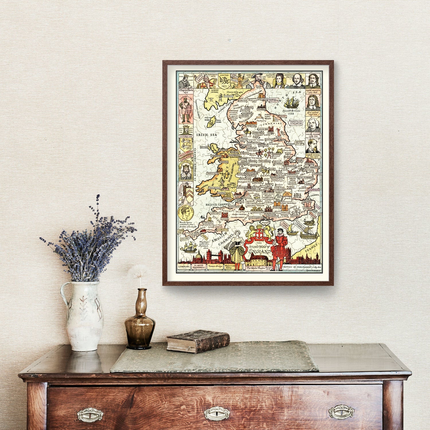 Vintage Story Map of England, 1936
