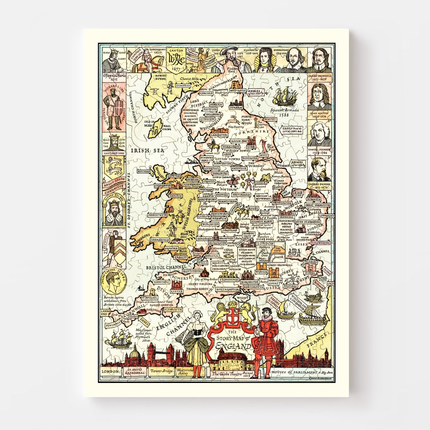 Vintage Story Map of England, 1936