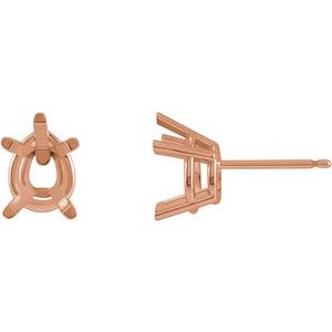 14K Rose Gold 8x6 mm Pear 5-Prong Earring Mounting