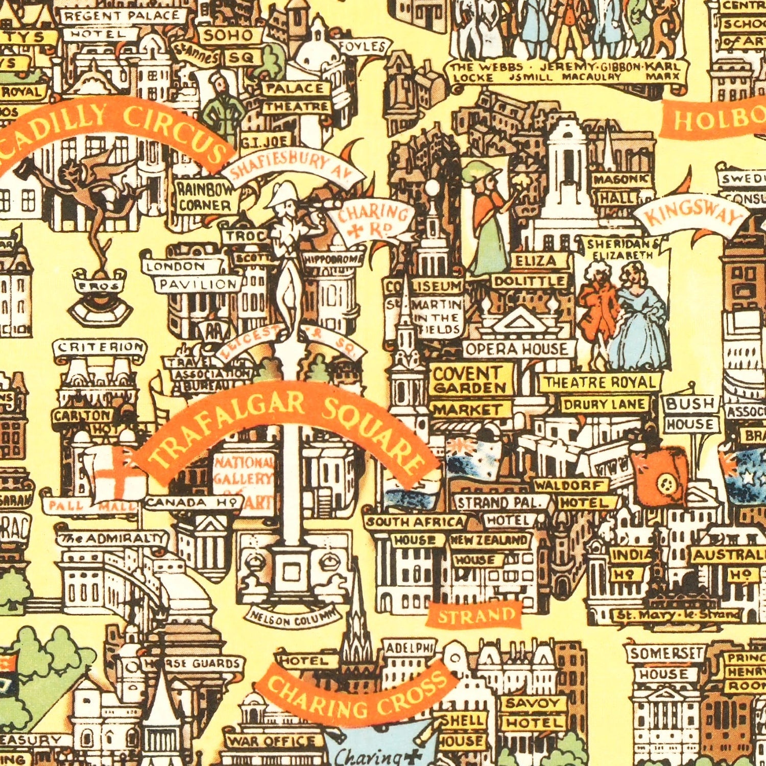 Vintage Map of London, England 1951