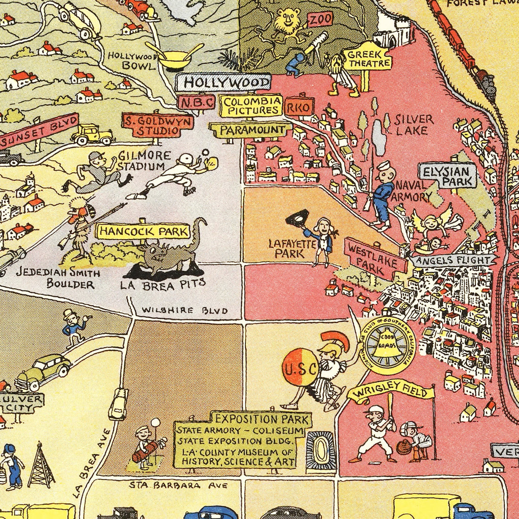 Vintage Map of Los Angeles, California 2012