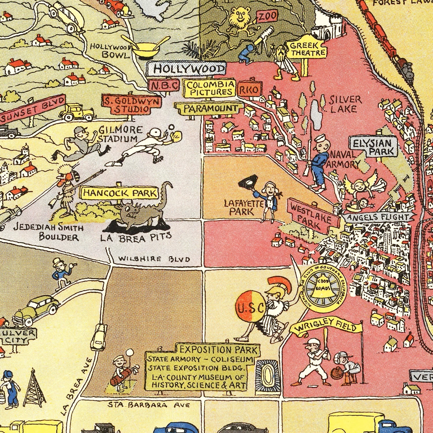 Vintage Map of Los Angeles, California 2012