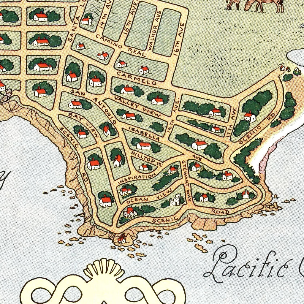 Vintage Map of Carmel By The Sea, California 1942