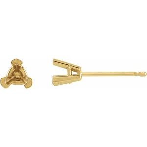 14K Yellow Gold 5 mm Trillion V-Prong Earring Mounting