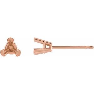 14K Rose Gold 5 mm Trillion V-Prong Earring Mounting