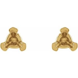 14K Yellow Gold 5 mm Trillion V-Prong Earring Mounting – image 2