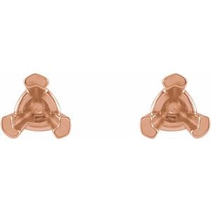 14K Rose Gold 5 mm Trillion V-Prong Earring Mounting – image 2
