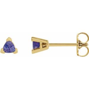 14K Yellow Gold 5 mm Trillion Natural Tanzanite V-Prong Earrings
