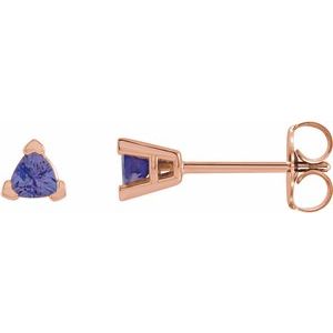 14K Rose Gold 4 mm Trillion Natural Tanzanite V-Prong Earrings