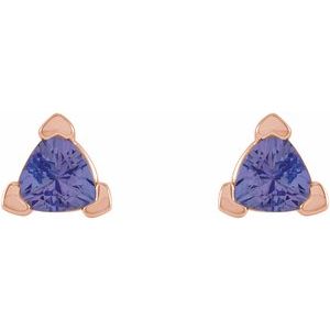 14K Rose Gold 5 mm Trillion Natural Tanzanite V-Prong Earrings