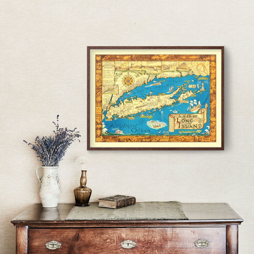 Vintage Map of Long Island, New York 1933