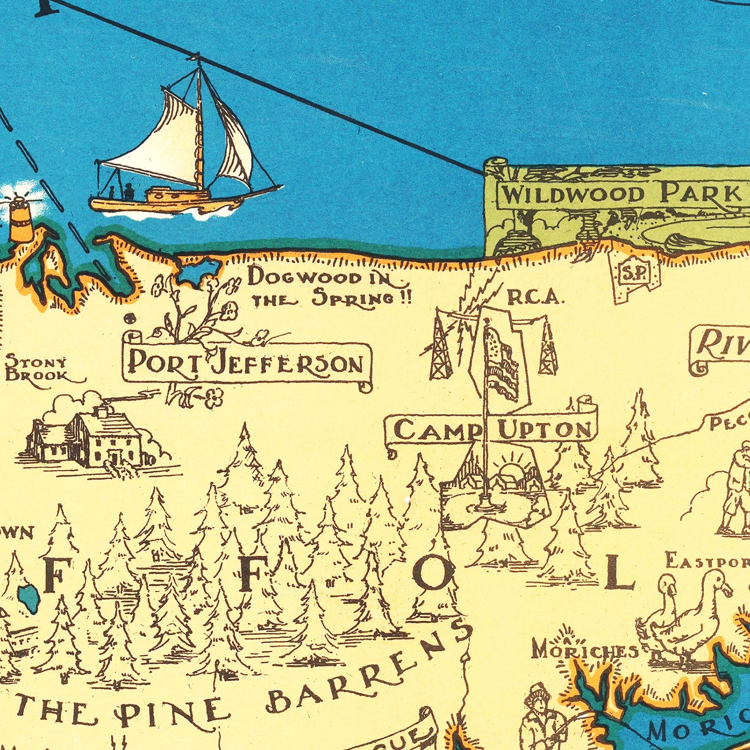 Vintage Map of Long Island, New York 1933