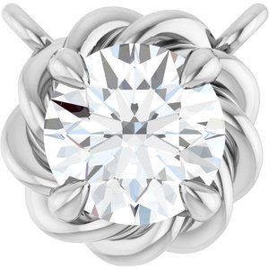 14K White Gold 1/4 CT Natural Diamond Claw-Prong Rope Necklace Center