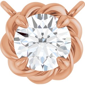 14K Rose Gold 1/4 CT Natural Diamond Claw-Prong Rope Necklace Center