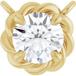 14K Yellow Gold 1/4 CT Natural Diamond Claw-Prong Rope Necklace Center