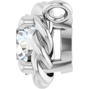14K White Gold 1/4 CT Natural Diamond Claw-Prong Rope Necklace Center