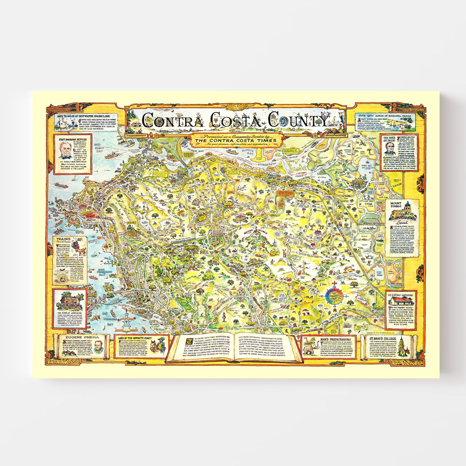 Vintage Map of Contra Costa County, California 1981