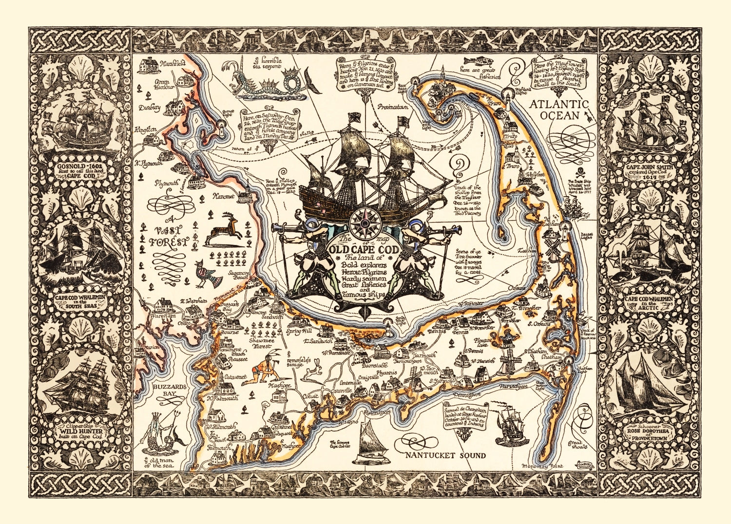 Vintage Map of Cape Cod, 1930