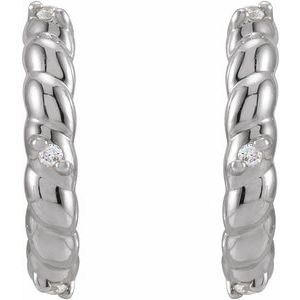 Sterling Silver .03 CTW Natural Diamond Rope Huggies – image 2