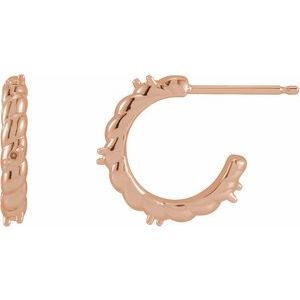 14K Rose Gold 1 mm Round Rope Huggie Earring Mounting
