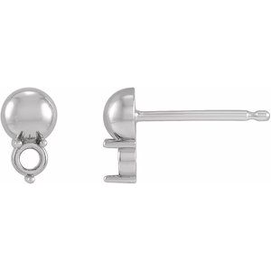 Platinum 3 mm Round Bead Earring Mounting