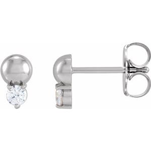 14K White Gold 1/8 CTW Natural Diamond Bead Earrings