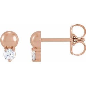 14K Rose Gold 1/8 CTW Natural Diamond Bead Earrings