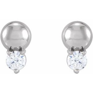 14K White Gold 1/8 CTW Natural Diamond Bead Earrings – image 2