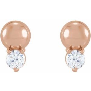 14K Rose Gold 1/8 CTW Natural Diamond Bead Earrings – image 2