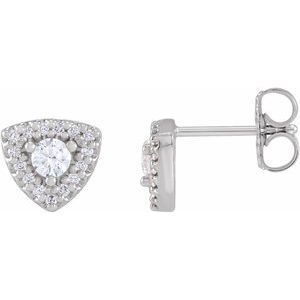 14K White Gold 4.1 mm Round Halo-Style Earring Mounting – image 2