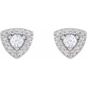 14K White Gold 3 mm Round 1/8 CTW Natural Diamond Semi-Set Halo-Style Earrings – image 2