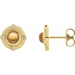 14K Yellow Gold Natural Citrine & .03 CTW Natural Diamond Earrings