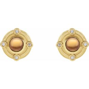 14K Yellow Gold Natural Citrine & .03 CTW Natural Diamond Earrings – image 2