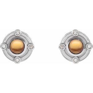 Sterling Silver Natural Citrine & .03 CTW Natural Diamond Earrings – image 2