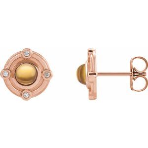 14K Rose Gold Natural Citrine & .03 CTW Natural Diamond Earrings
