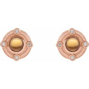 14K Rose Gold Natural Citrine & .03 CTW Natural Diamond Earrings – image 2